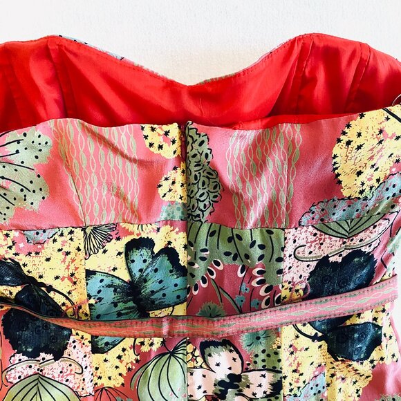Nanette Lepore dress Women's 6 pink silk strapless fairycore boho floral - Picture 6 of 13